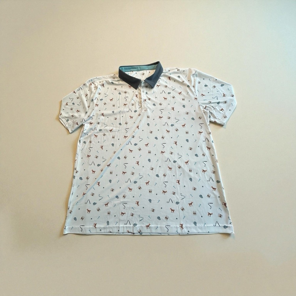 Men's Swannies Amendt Performance Golf Polo 3XL Tiger GOAT Broken‎ Club AOP - Picture 2 of 7
